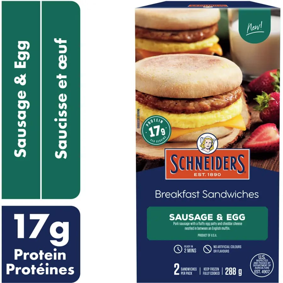 Sandwichs déjeuner saucisse et œuf
