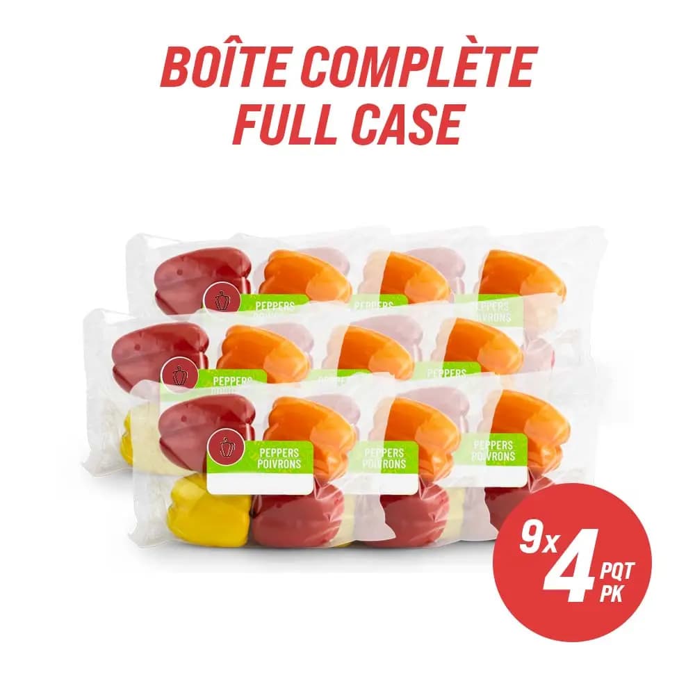 Poivrons arc-en-ciel (caisse complète : 8x3pk ou 9x4pk)