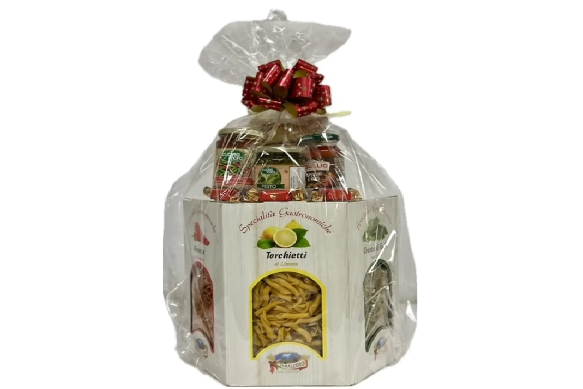Panier cadeau de pâtes hexagonales