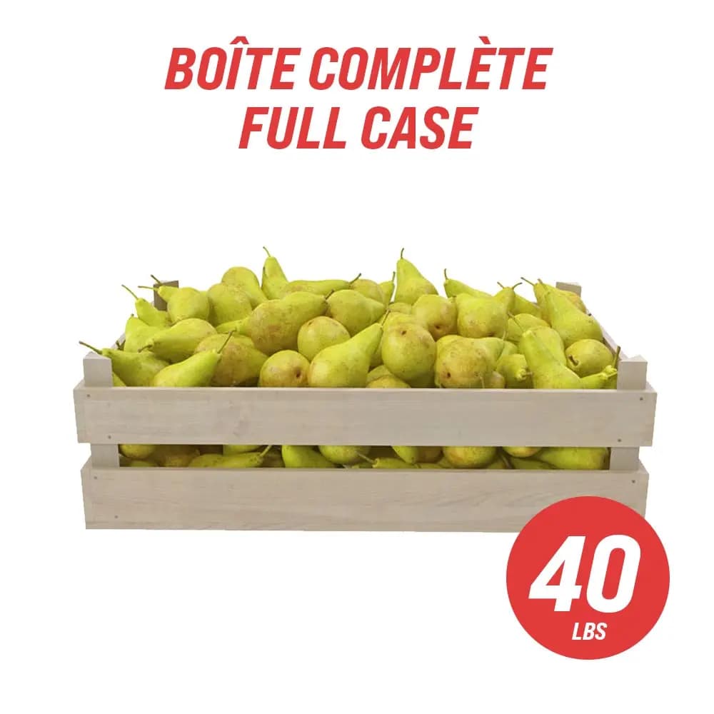 Poires Bartlett (caisse complète : 40 lb)
