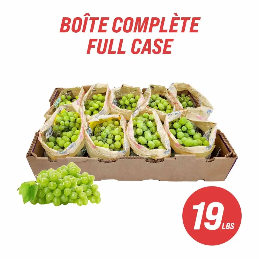 Raisins verts sans pépins (caisse complète : 19 lb)